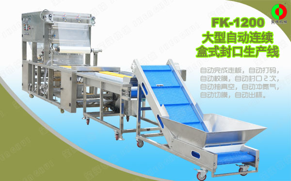 客戶定制大型盒式真空包裝封口生產線順利測試完畢準備出貨!